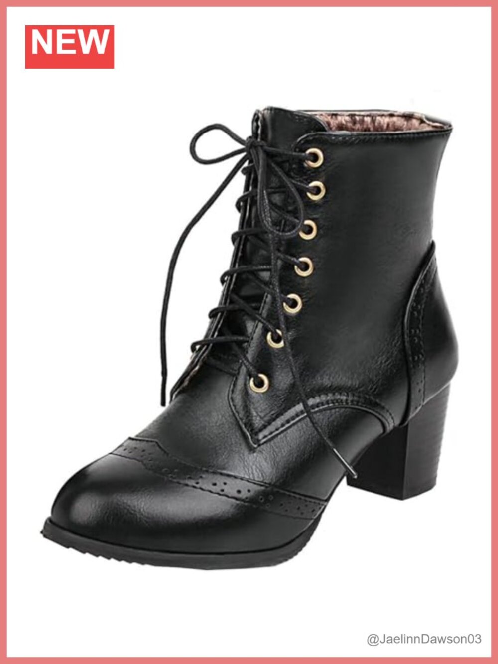 Womens Wingtip Lace Up Ankle Boots Faux Leather Victorian Booties